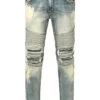 Desert Washed Biker Denim Jeans -Victorious DL1398 DSE 1