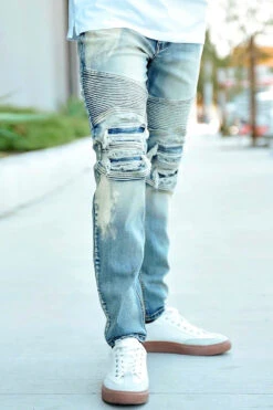 Desert Washed Biker Denim Jeans -Victorious DL1398 DSE 6