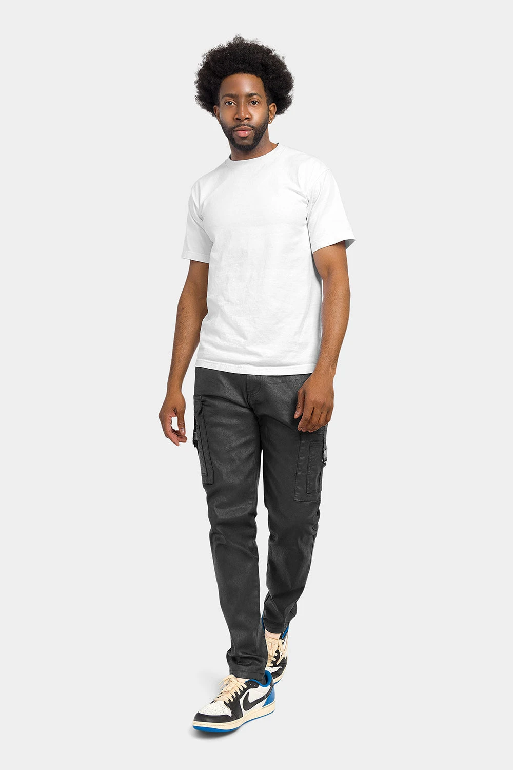 Coated Cargo Knit Denim Jeans 3 Coated Cargo Knit Denim Jeans