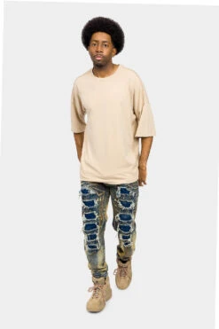 Distressed Heavy Dye Denim Jeans -Victorious DL1405 CRL 5