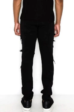 Multi Color Diamond Denim Jeans -Victorious DL1416 BLK 3