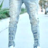 Distressed Inner Patched Denim Jeans -Victorious DL1423 LTV 1