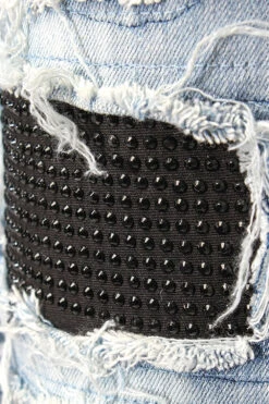 Paint Splatter Rhinestone Denim Jeans -Victorious DL1426 IND DETAIL
