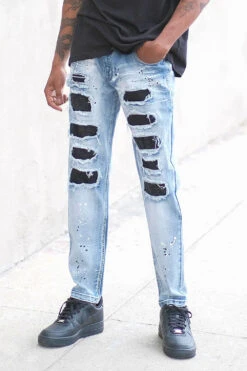 Paint Splatter Rhinestone Denim Jeans -Victorious DL1426 IND LIFESTYLE