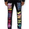 Air Brushed Graffiti Denim Jeans -Victorious DL1428 BLK 1