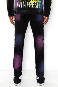 Air Brushed Graffiti Denim Jeans -Victorious DL1428 BLK 3