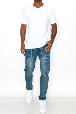 Utility Cargo Multi Pockets Denim Jeans -Victorious DL1443 DKI 5