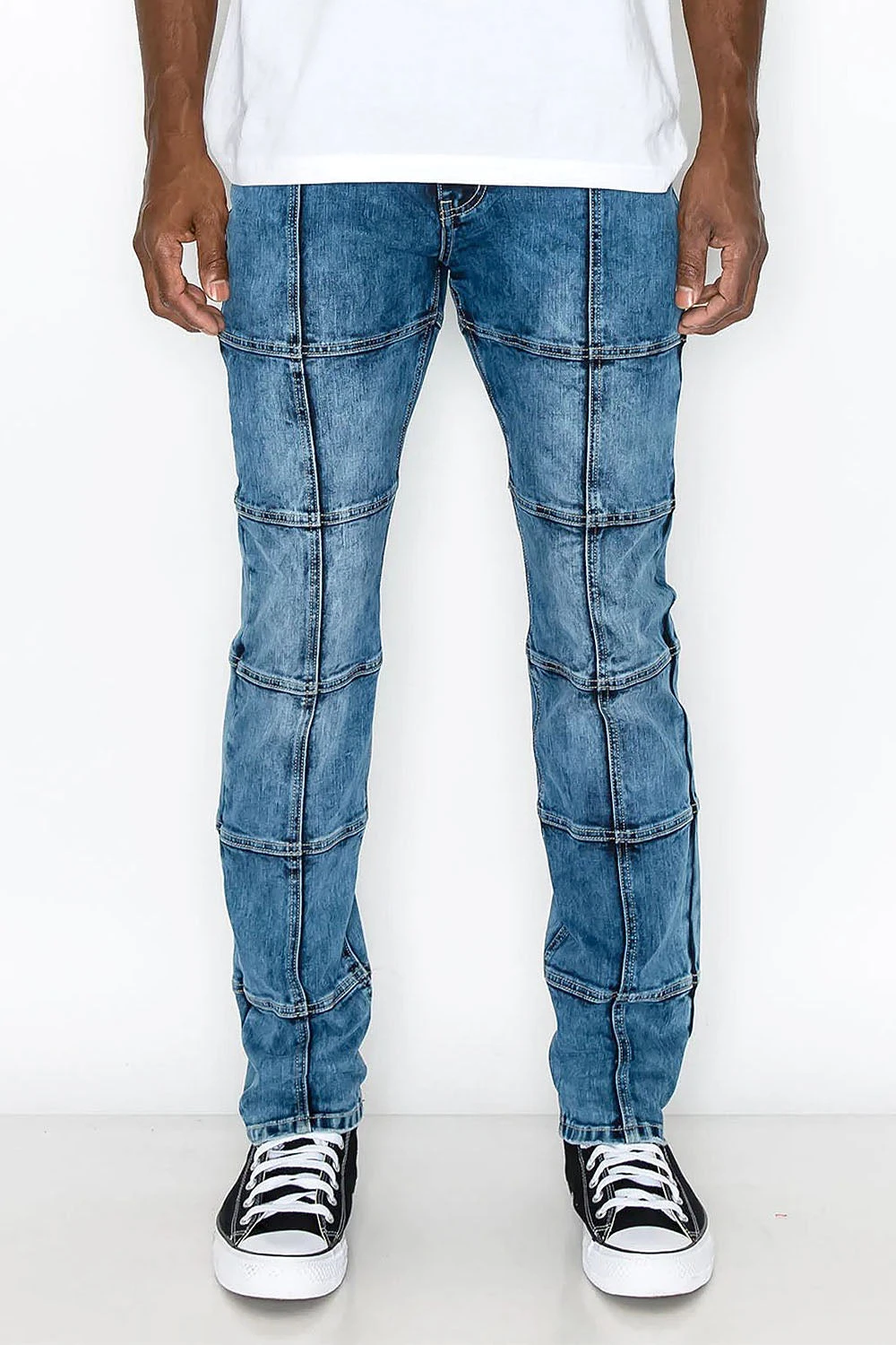 Men's Cut & Sew Blocked Denim Jeans 3 Men's Cut & Sew Blocked Denim Jeans