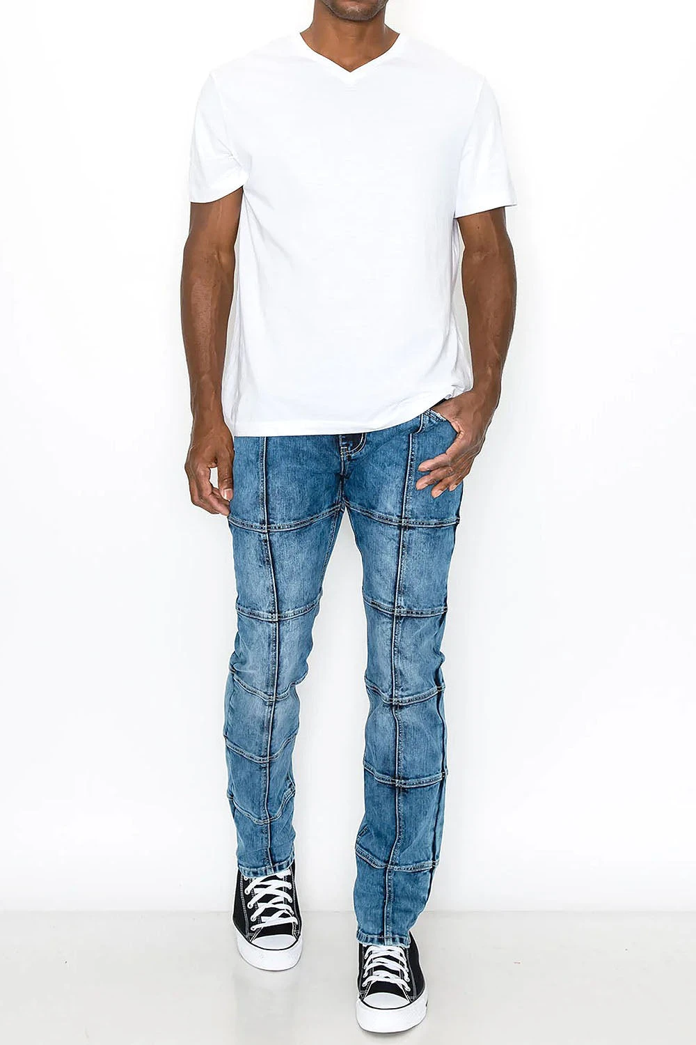 Men's Cut & Sew Blocked Denim Jeans 6 Men's Cut & Sew Blocked Denim Jeans - Image 4
