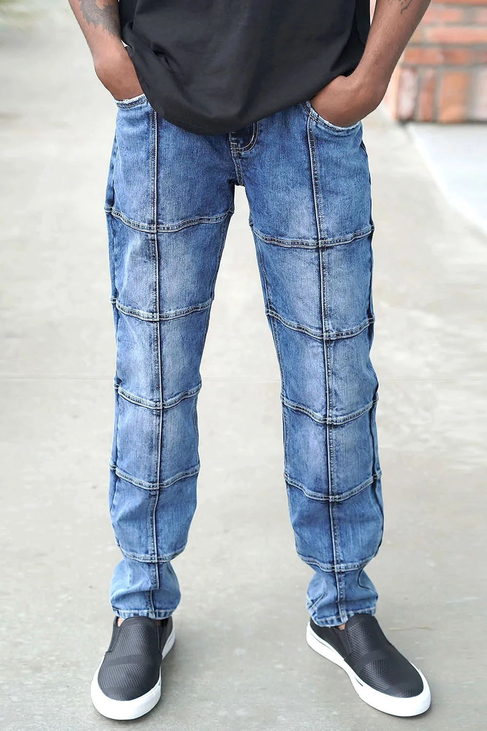 Men's Cut & Sew Blocked Denim Jeans 7 Men's Cut & Sew Blocked Denim Jeans - Image 5