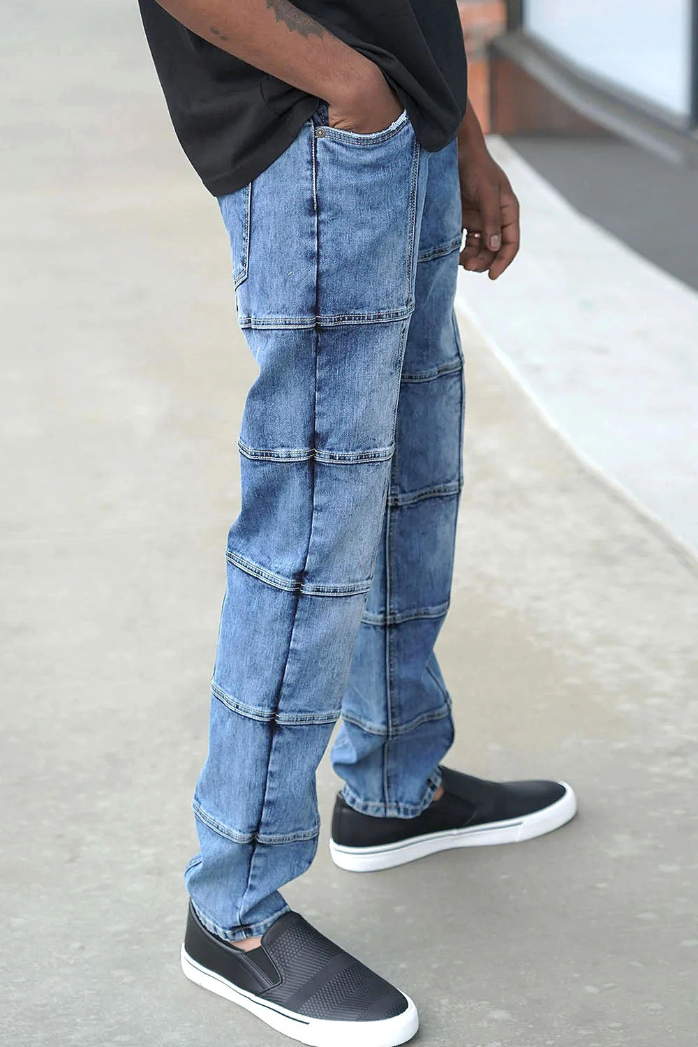 Men's Cut & Sew Blocked Denim Jeans 8 Men's Cut & Sew Blocked Denim Jeans - Image 6