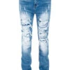 Men's Stacked Fit Distressed Denim Jeans 1 Men's Stacked Fit Distressed Denim Jeans -Victorious DL1482 INDIGO 1
