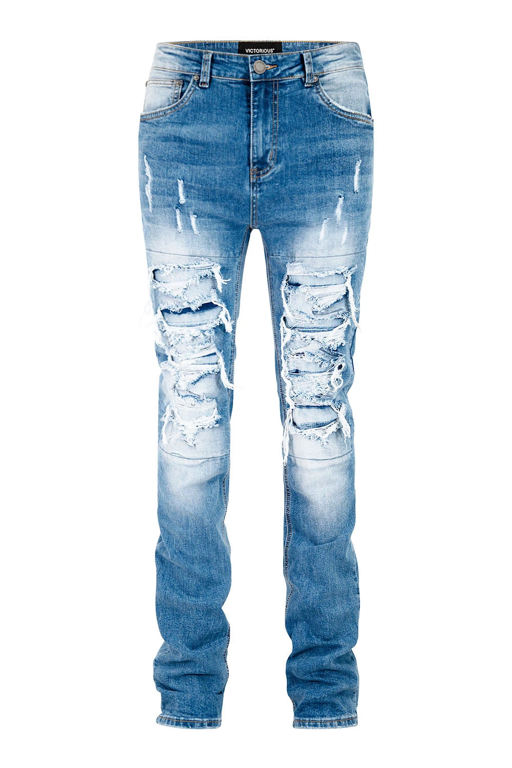 Men's Stacked Fit Distressed Denim Jeans 3 Men's Stacked Fit Distressed Denim Jeans