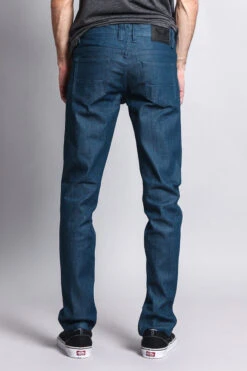 Men's Skinny Fit Raw Denim Jeans (Dodgers Blue) -Victorious DL936 DBL 3