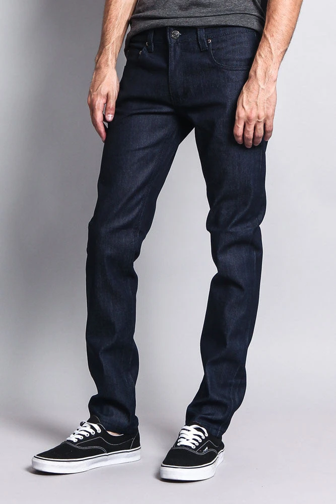 Men's Skinny Fit Raw Denim Jeans (Indigo) 4 Men's Skinny Fit Raw Denim Jeans (Indigo) - Image 2