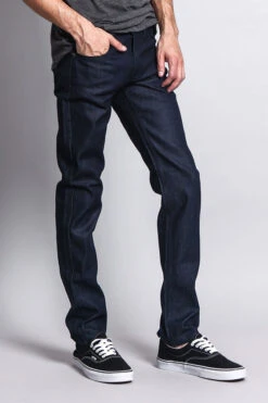 Men's Skinny Fit Raw Denim Jeans (Indigo) 10 Men's Skinny Fit Raw Denim Jeans (Indigo) -Victorious DL936 IND 4