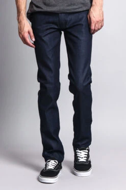 Men's Skinny Fit Raw Denim Jeans (Indigo) 11 Men's Skinny Fit Raw Denim Jeans (Indigo) -Victorious DL936 IND 5