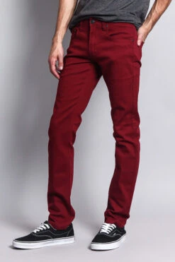 Men's Essential Skinny Fit Colored Jeans (Burgundy) -Victorious DL937 BRG 2