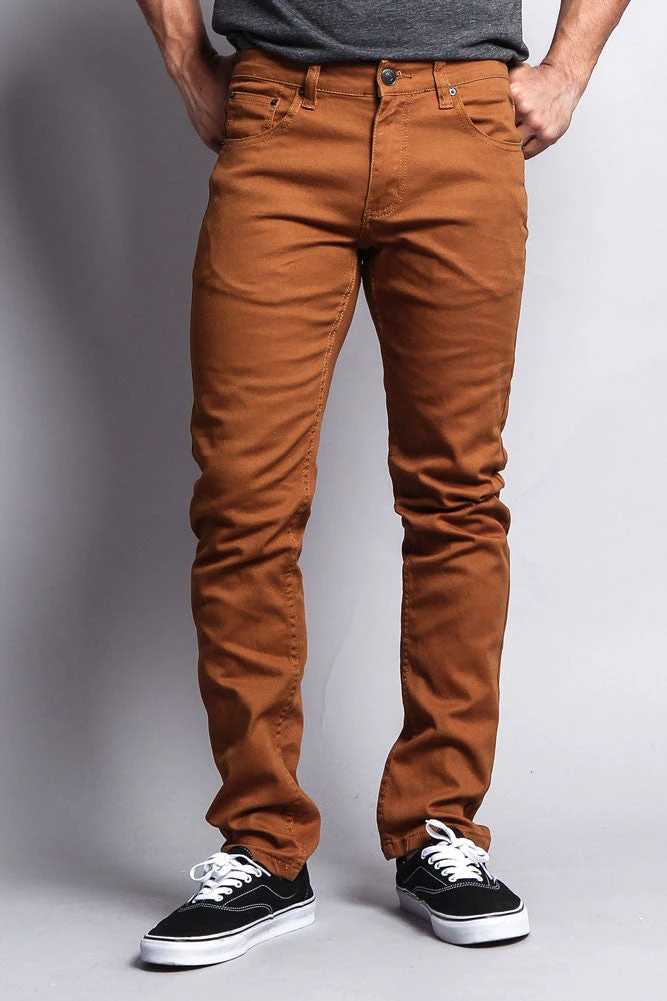Men's Essential Skinny Fit Colored Jeans (Dark Wheat) 6 Men's Essential Skinny Fit Colored Jeans (Dark Wheat) - Image 4