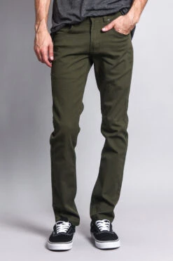 Men's Essential Skinny Fit Colored Jeans (Olive) -Victorious DL937 OLV 1