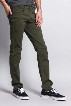 Men's Essential Skinny Fit Colored Jeans (Olive) -Victorious DL937 OLV 4