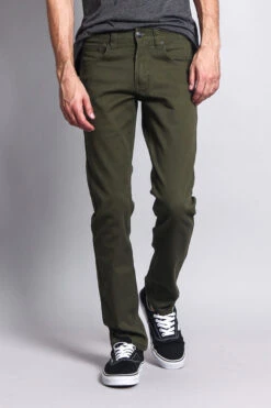 Men's Essential Skinny Fit Colored Jeans (Olive) -Victorious DL937 OLV 5