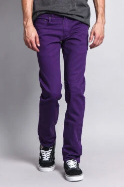 Men's Essential Skinny Fit Colored Jeans (Purple) -Victorious DL937 PUR 5