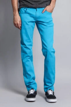 Men's Essential Skinny Fit Colored Jeans (Turquoise) -Victorious DL937 TRQ 1