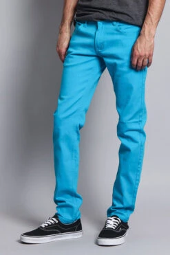 Men's Essential Skinny Fit Colored Jeans (Turquoise) -Victorious DL937 TRQ 2