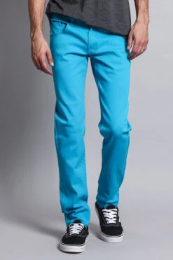 Men's Essential Skinny Fit Colored Jeans (Turquoise) -Victorious DL937 TRQ 5