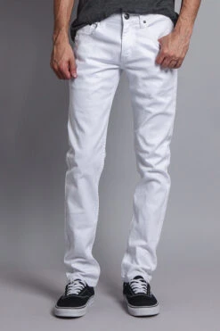 Men's Essential Skinny Fit Colored Jeans (White) -Victorious DL937 WHT 1