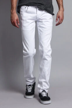 Men's Essential Skinny Fit Colored Jeans (White) -Victorious DL937 WHT 5