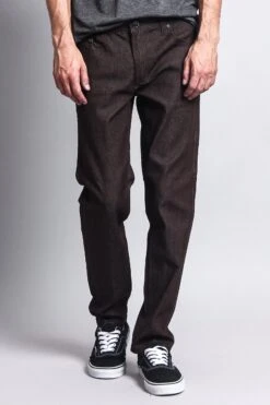 Men's Skinny Fit Raw Denim Jeans (Brown) -Victorious DL938 BRN 5