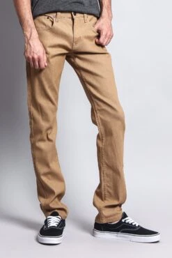 Men's Skinny Fit Raw Denim Jeans (Khaki) -Victorious DL938 KHK 4