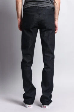 Men's Slim Fit Raw Denim Jeans (Black) -Victorious DL980 BLK 3