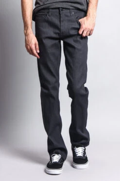 Men's Slim Fit Raw Denim Jeans (Charcoal) -Victorious DL980 CHC 5
