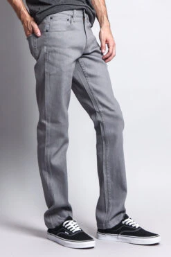 Men's Slim Fit Raw Denim Jeans (Grey) -Victorious DL980 GRY 4