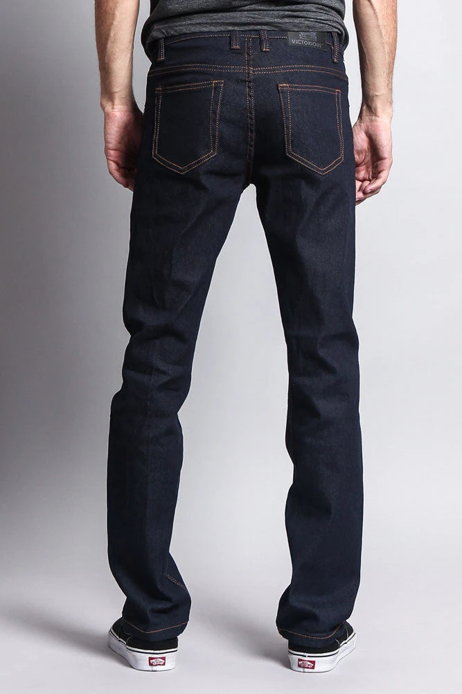 Men's Slim Fit Raw Denim Jeans (Indigo/Timber) 5 Men's Slim Fit Raw Denim Jeans (Indigo/Timber) - Image 3
