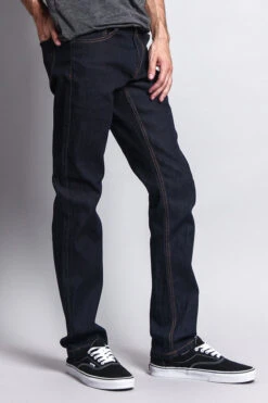 Men's Slim Fit Raw Denim Jeans (Indigo/Timber) 10 Men's Slim Fit Raw Denim Jeans (Indigo/Timber) -Victorious DL980 INT 4