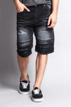 Faded Zipper Front Biker Shorts 28 Faded Zipper Front Biker Shorts -Victorious DS2010 BLK 5