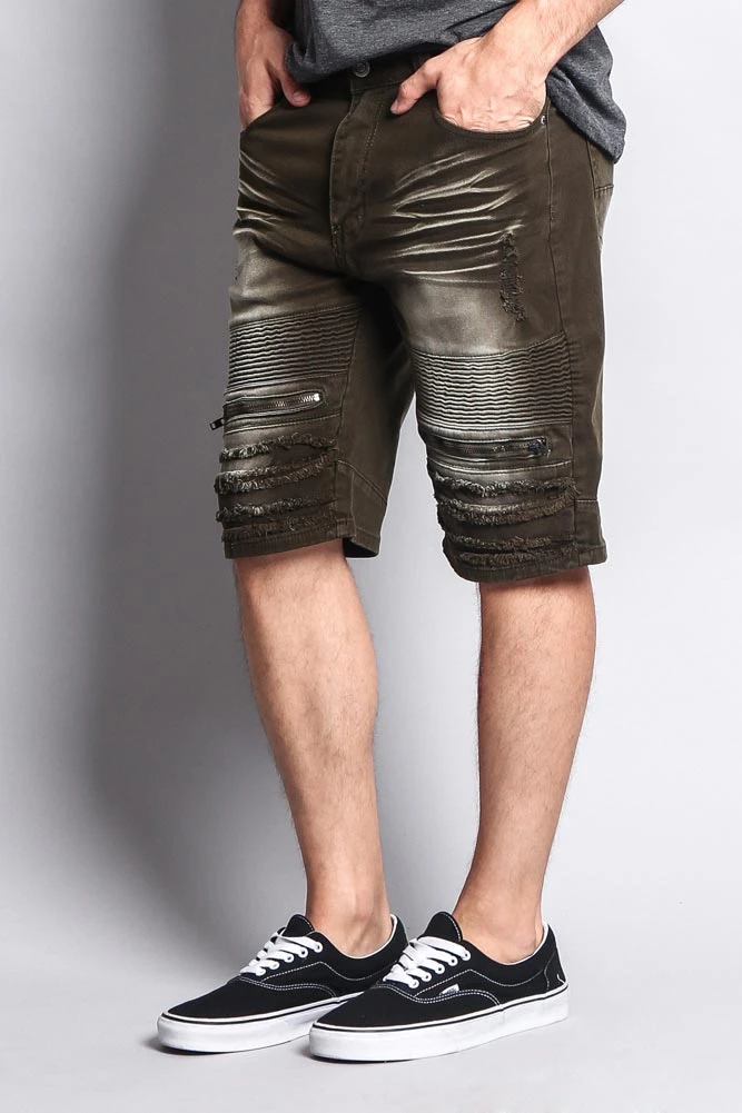 Faded Zipper Front Biker Shorts 14 Faded Zipper Front Biker Shorts - Image 12