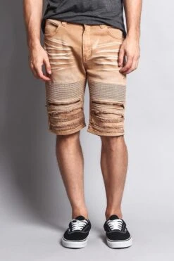 Faded Zipper Front Biker Shorts 37 Faded Zipper Front Biker Shorts -Victorious DS2010 WHE 1