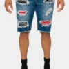 Ripped Bandana Repair Denim Shorts