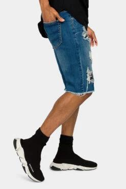 Ripped Bandana Repair Denim Shorts -Victorious DS2029 IND 4