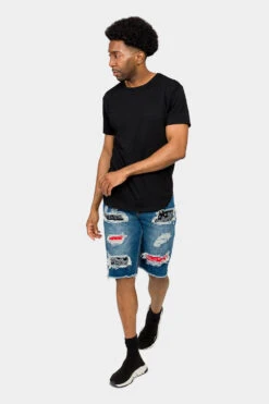 Ripped Bandana Repair Denim Shorts -Victorious DS2029 IND 5