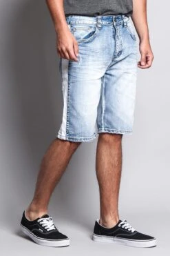 Men's Track Stripe Denim Shorts -Victorious DS2038 IND 4