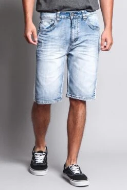 Men's Track Stripe Denim Shorts -Victorious DS2038 IND 5