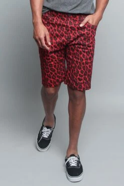 Leopard Print Shorts -Victorious DS2044 RED 1