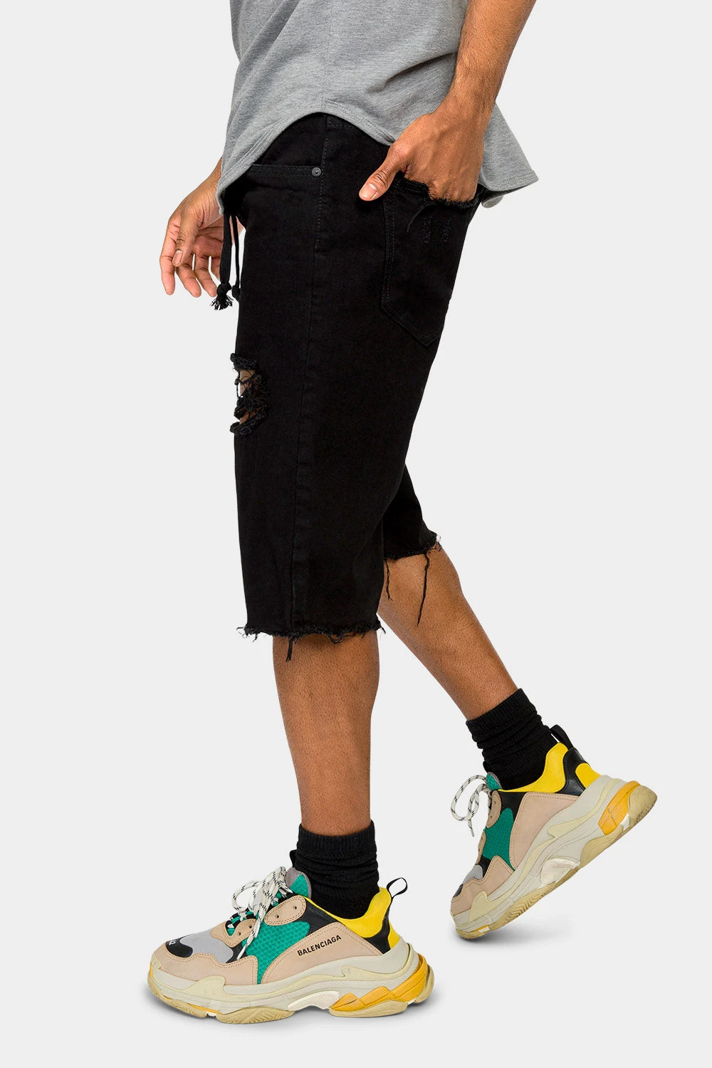 Ripped Raw Hem Denim Shorts 4 Ripped Raw Hem Denim Shorts - Image 2