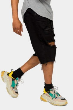 Ripped Raw Hem Denim Shorts 15 Ripped Raw Hem Denim Shorts -Victorious DS2045 BLK 4